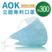 【AOK】3D立體新型醫用專利-可調式完全包覆立體口罩(50片X6盒)-台灣製天空藍