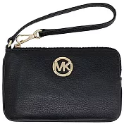 MICHAEL KORS 圓標荔枝紋皮革手拿包-經典黑（現貨+預購）經典黑