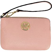 MICHAEL KORS 圓標荔枝紋皮革手拿包-粉紅色（現貨+預購）粉紅色