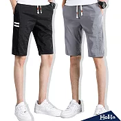 <現貨+預購>壓紋布料立體車線五分短褲 二色-HeHa-L（灰色）