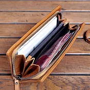 【H-CT】拉鍊式優雅棕真皮長夾(P-E106)