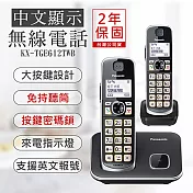 【國際牌PANASONIC】中文顯示大按鍵無線電話 KX-TGE612TWB