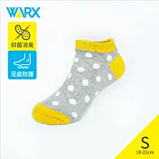 WARX除臭襪 足弓防護船型童襪點點5入組 S號18-21cm點點黃