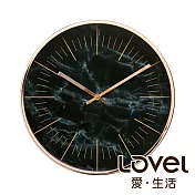 Lovel 30cm典雅玫瑰金框靜音時鐘 - 共6款大理石黑