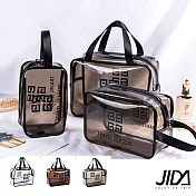 JIDA 360°耐磨防水厚款半透明盥洗包/化妝包(中)26x15cm白色