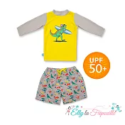 【Elly la Fripouille】法國防曬兒童泳裝_恐龍長袖兩件式泳裝12-18M
