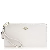 COACH 十字紋皮革 / 大款 / 雙拉鏈手拿包_白色