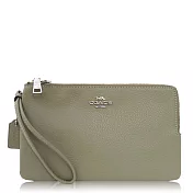 COACH 卵石皮革 / 大款 / 雙拉鏈手拿包_草綠