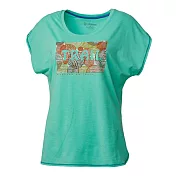 【WILDLAND荒野】女雙色印花抗UV時尚上衣湖水綠S湖水綠