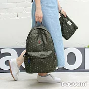 Bagcom 柔感星點收納後背包-軍綠(搭配胸扣帶+斜背帶)