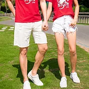 韓版個性純白撕破短褲親子裝(女大人M白色