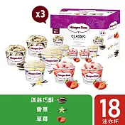哈根達斯 新經典口味迷你杯18入組(草莓/香草/淇巧各6)