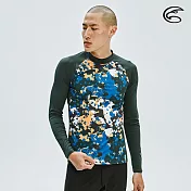 ADISI 男抗UV印花防磨防曬長袖上衣AR1913108 (M-2XL) / 城市綠洲 (防磨衣、水母衣、溯溪、浮潛、衝浪、水上活動)M藍橘潑墨