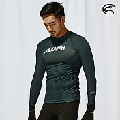 ADISI 男抗UV圖騰防磨防曬長袖上衣AR1913109 (M-3XL) / 城市綠洲 (防磨衣、水母衣、溯溪、浮潛、衝浪、水上活動)M碳黑