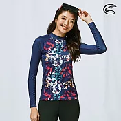 ADISI 女抗UV印花防磨防曬長袖上衣AR1913110 (S-2XL) / 城市綠洲 (防磨衣、水母衣、溯溪、浮潛、衝浪、水上活動)S紫紅花朵