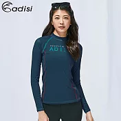 ADISI 女抗UV圖騰防磨防曬長袖上衣AR1913111 (S-2XL) / 城市綠洲 (防磨衣、水母衣、溯溪、浮潛、衝浪、水上活動)S深藍