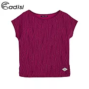 ADISI 女Merino Wool抗臭排汗印花一字領上衣AL1911101 (M-2XL) / 城市綠洲 (排汗速乾、溫度調節、消臭)M覆盆子紅