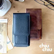 【CHIUCHIU】iPhone XR(6.1吋)復古質感犀牛紋雙卡層可夾式保護皮套(沉穩黑)