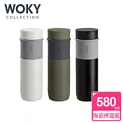 【WOKY 沃廚】JIN真瓷系列-極簡輕量陶瓷保溫瓶580ML-黑