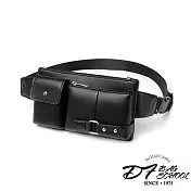 DF BAGSCHOOL - 睿智流往輕商務單肩胸包腰包-共2色大號黑色