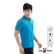 【遊遍天下】男款吸濕排汗抗UV機能POLO衫(GS1039)M藍桔