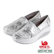 【SNAIL蝸牛】女 休閒鞋 懶人鞋 煙花 亮片 金屬線絲 厚底 輕量 EU35 銀色