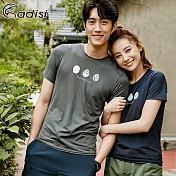 ADISI 男短袖鋅纖維消臭速乾圖騰上衣AL1911025 (S-2XL) / 抗菌、抗UV、透氣快乾、Richy紗M岩灰