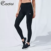 ADISI 女肌肉壓縮長褲AP1911005 (S-XL) / 壓縮褲、肌肉褲、支撐、加壓S黑色/黑線