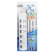 東億3孔6開關6插座延長線1.8公尺(6尺) TY-S133-6尺