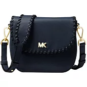 MICHAEL KORS 復古編織皮革斜揹包-深藍（現貨+預購）深藍