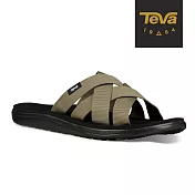 TEVA 男 Voya Slide 包覆型寬版織帶拖鞋-US11橄欖綠