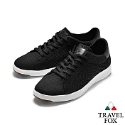 TRAVEL FOX(男) 輕雲系列 針織布面輕量抗菌都會運動鞋EU40黑