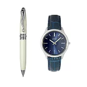 ARTEX 方晶隨行白管+5605真皮手錶-寶藍/銀33mm