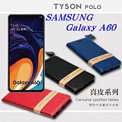三星 Samsung Galaxy A60 頭層牛皮簡約書本皮套 POLO 真皮系列 手機殼紅色