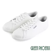 ◤Green Phoenix◥男款素面皮革綁帶平底休閒鞋JP26白色