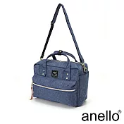 anello 獨特混色花紋手提斜背兩用包 淺藍丹寧 L尺寸