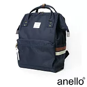 anello 2LINE 側彩條經典口金後背包 深藍 L尺寸