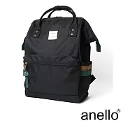 anello 2LINE 側彩條經典口金後背包 黑色 L尺寸