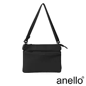 anello NESS 質感素色防潑水斜背包 黑色