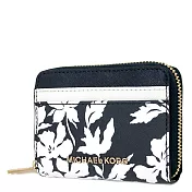 MICHAEL KORS 防刮皮革卡片零錢包-深藍花朵（現貨+預購）深藍花朵
