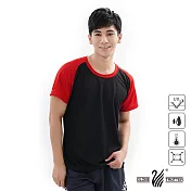 【遊遍天下】MIT中性款吸濕排汗抗UV機能圓領衫(GS2001)M黑紅