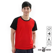 【遊遍天下】MIT中性款吸濕排汗抗UV機能圓領衫(GS2001)L紅黑