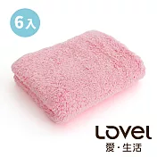Lovel 7倍強效吸水抗菌超細纖維毛巾6入組(共9色)芭比粉