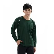 【遊遍天下】MIT男款運動休閒吸濕排汗機能圓領長衫(L038)L深綠