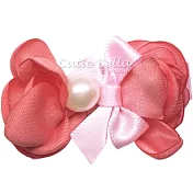 Cutie Bella珍珠多層次花瓣全包布手工髮夾-Flower Pearl-Coral