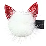 Cutie Bella貂毛貓咪全包布手工髮夾-Marten Hair Cat-Red
