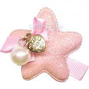 Cutie Bella馬卡龍色系蝴蝶結星星全包布手工髮夾-Macaron Star-Peach