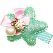 Cutie Bella馬卡龍色系蝴蝶結星星全包布手工髮夾-Macaron Star-Mint