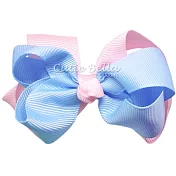 Cutie Bella雙層雙色蝴蝶結全包布手工髮夾-Bow-Blue/Pink