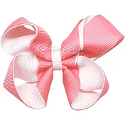 Cutie Bella雙層雙色蝴蝶結全包布手工髮夾-Coral/Cream